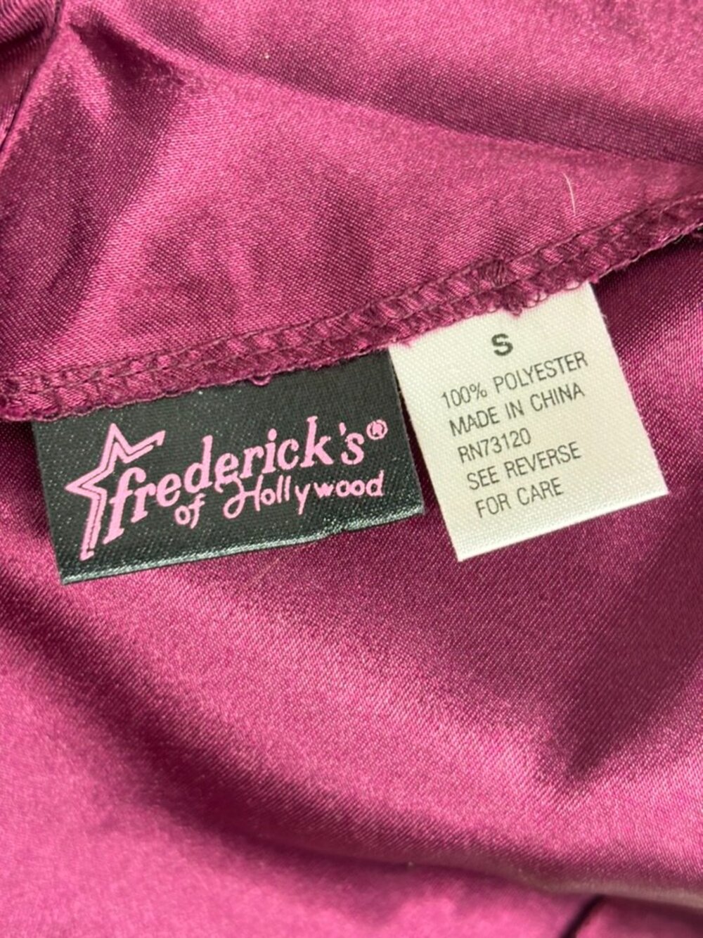 Vintage Y2k Fredericks Of Hollywood Satin Babydoll Slip Dress S Burgundy Fairy — image 5 of 8